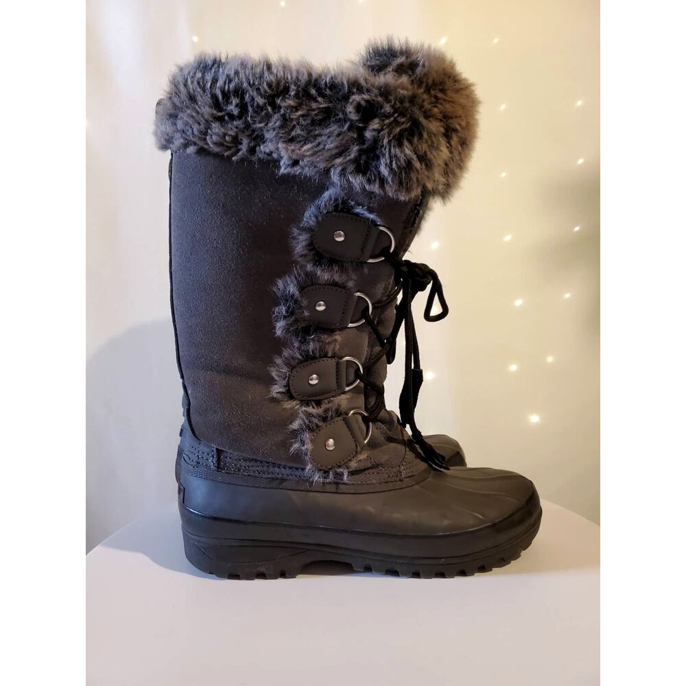 Khombu Artic Faux Fur Lined Leather Arctic Winter Duck Gray Boot Women's 6 - Picture 3 of 15